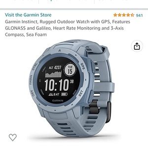 Garmin Instinct with GPS, HR monitoring, and included charger (color: Sea Foam)